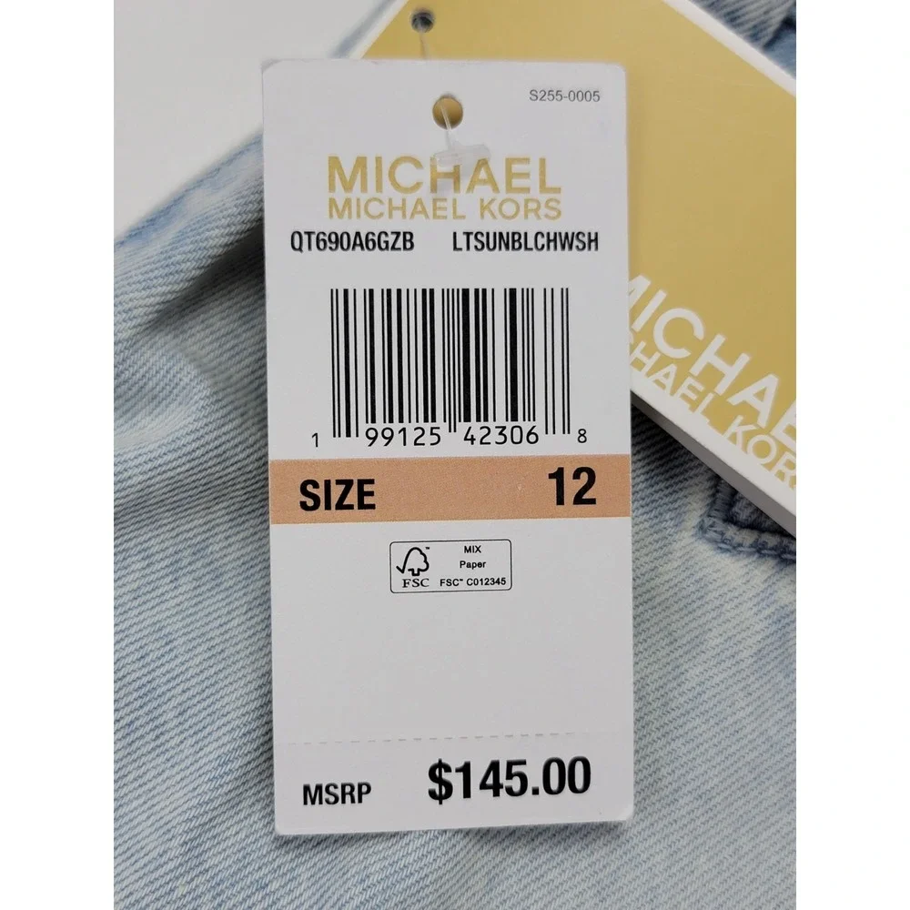 Michael Kors Selma Crop Wide Leg Jeans Women's Size 12 High Rise Light Wash New